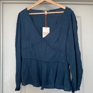 Women’s Top Wear LongSleeve Knox Rose Color Teal Blue Size Large New